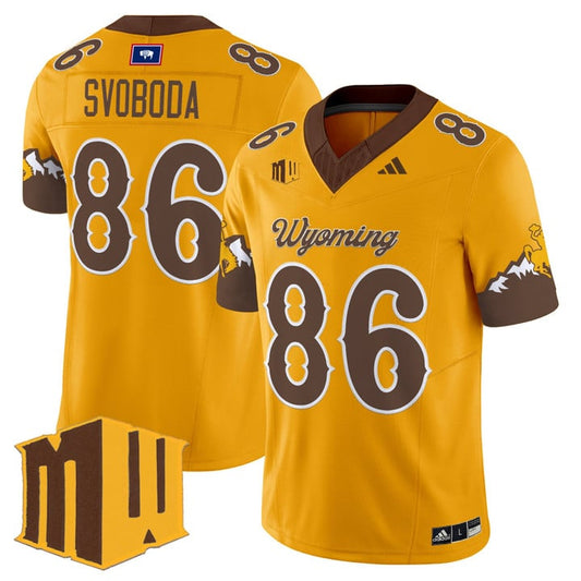 Evan Svoboda Jersey #86 Wyoming Cowboys 2025 Vapor Limited Stitched Gold Limited
