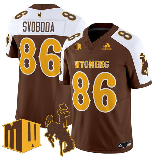 Evan Svoboda Jersey #86 Wyoming Cowboys 2025 Vapor Limited Stitched Brown Alter