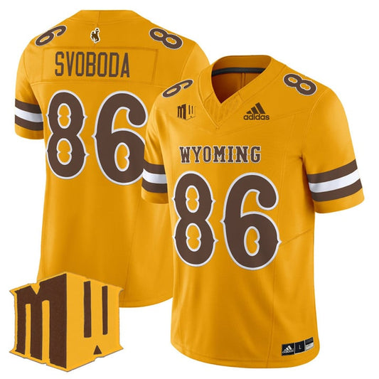 Evan Svoboda Jersey #86 Wyoming Cowboys 2025 Vapor Limited Stitched Gold