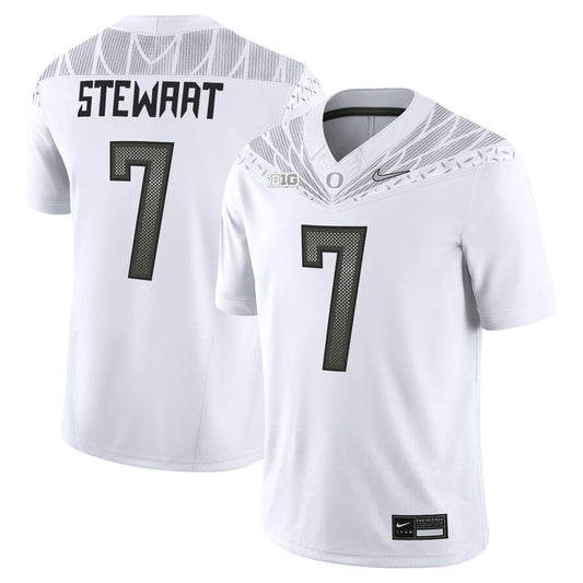 Evan Stewart Jersey #7 Oregon Ducks 2025 Vapor Limited V2 Stitched White