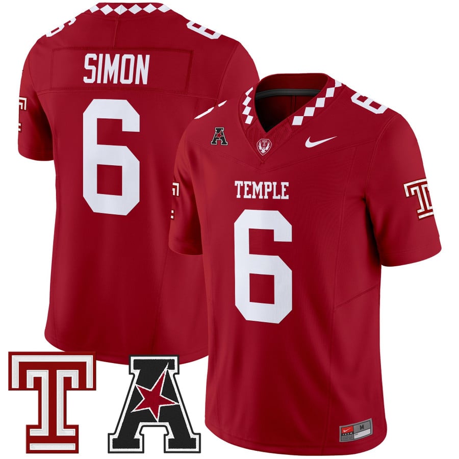 Evan Simon Jersey #6 Temple Owls 2025 Vapor Limited Stitched