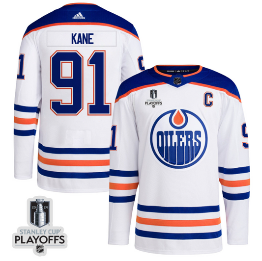 Evander Kane 91 Edmonton Oilers 2024 NHL Playoffs Patch Away Jersey - Men, White