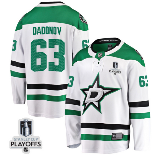 Evgenii Dadonov 63 Dallas Stars 2024 NHL Playoffs Patch Away Breakaway Jersey - Men