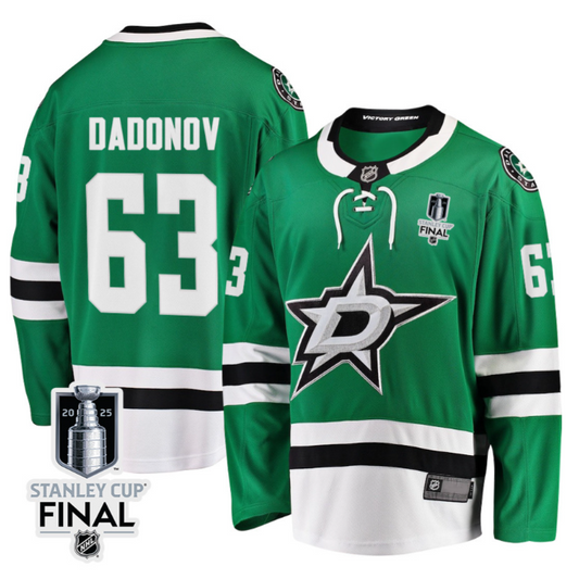 Evgenii Dadonov 63 Dallas Stars 2025 STANLEY CUP Final Patch Home Men Jersey Black