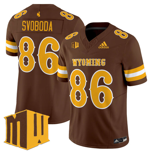 Evan Svoboda Jersey #86 Wyoming Cowboys 2025 Vapor Limited Stitched Brown