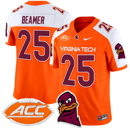 Frank Beamer Jersey #25 Virginia Tech Hokies Vapor Limited College Football Orange Alternate