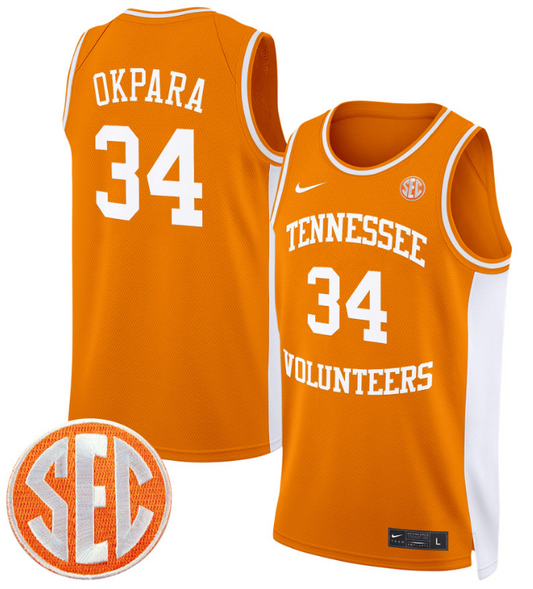 Felix Okpara Jersey #34 Tennessee Vols 2024 Swingman Basketball Orange