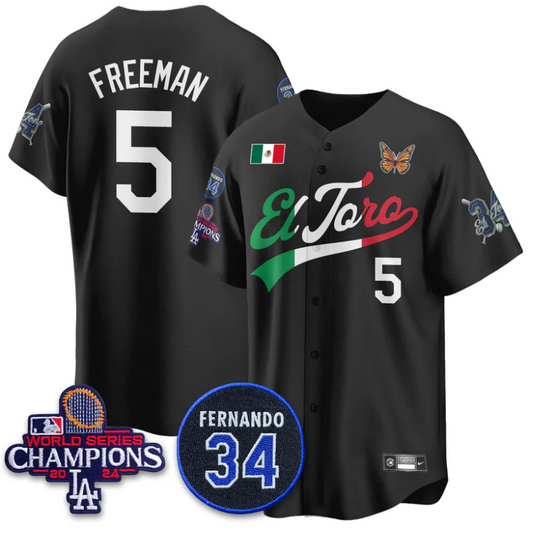 Freddie Freeman Jersey #5 Dodgers Mexican El Toro For 34 Stitched Black