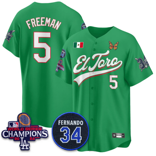 Freddie Freeman Jersey #5 Dodgers Mexican El Toro For 34 Stitched Green