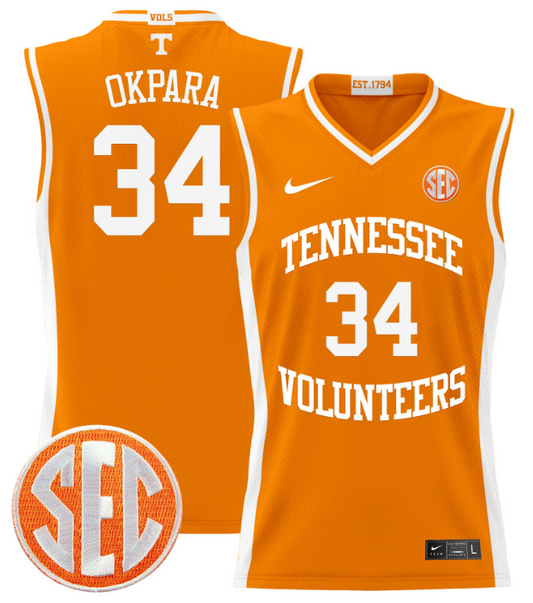 Felix Okpara Jersey #34 Tennessee Vols 2024 Lightweight Basketball Orange