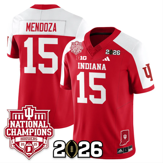 Fernando Mendoza Jersey #15 Indiana Hoosiers 2025 National Champions Red Alternate