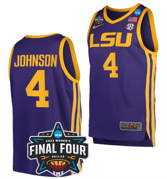 Flau'jae Johnson Jersey LSU Tigers College Basketball 2023 National Championship Bound Purple #4