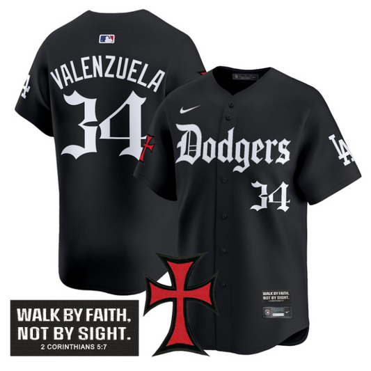 Fernando Valenzuela Jersey #34 Dodgers Faith Glory Edition Vapor Premier Limited Stitched Black