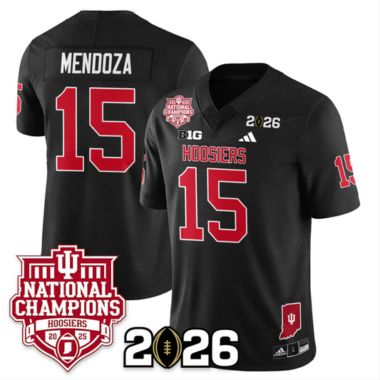 Fernando Mendoza Jersey #15 Indiana Hoosiers 2025 National Champions Black