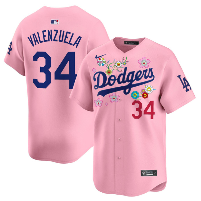 Fernando Valenzuela Jersey #34 Dodgers x Takashi Murakami 2025 Vapor Limited Stitched Cherry Blossom