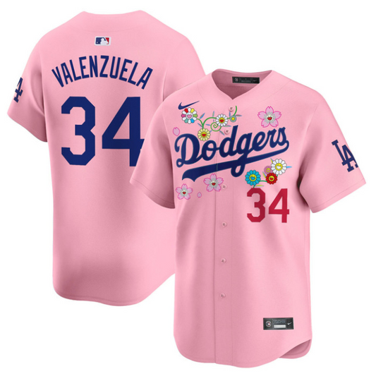 Fernando Valenzuela Jersey #34 Dodgers x Takashi Murakami 2025 Vapor Limited Stitched Cherry Blossom