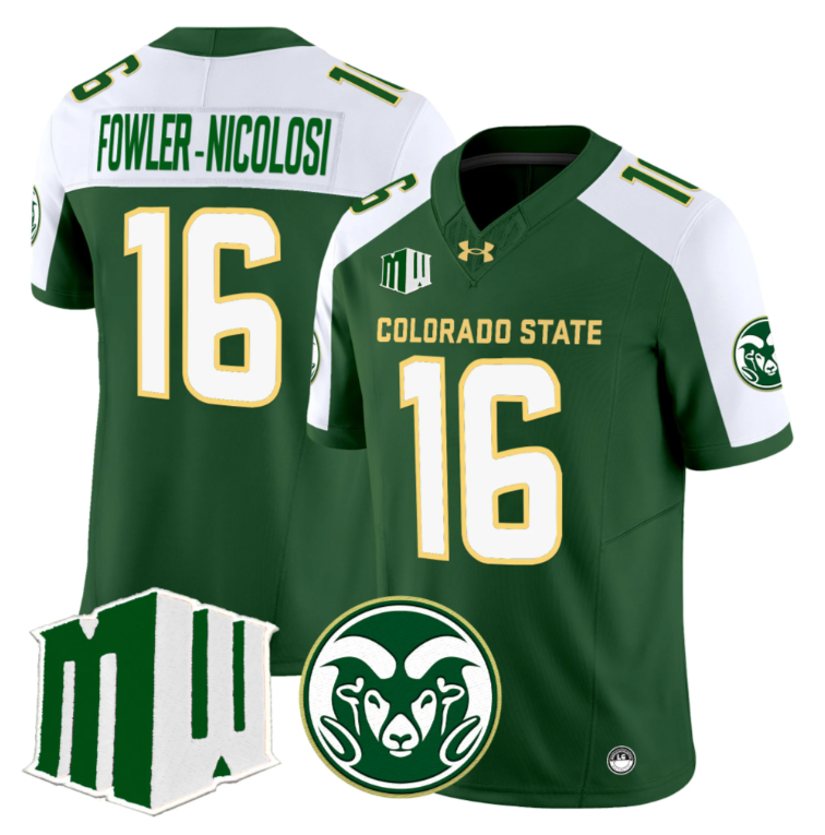 Fowler-Nicolosi Jersey #16 Colorado State Rams 2024 Stitched Green Alternate