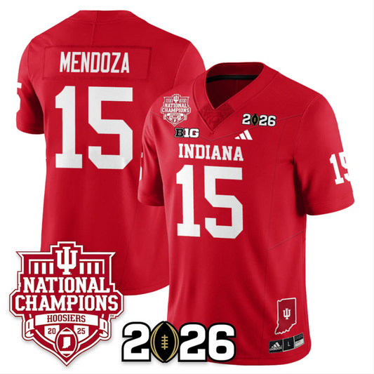 Fernando Mendoza Jersey #15 Indiana Hoosiers 2025 National Champions Red
