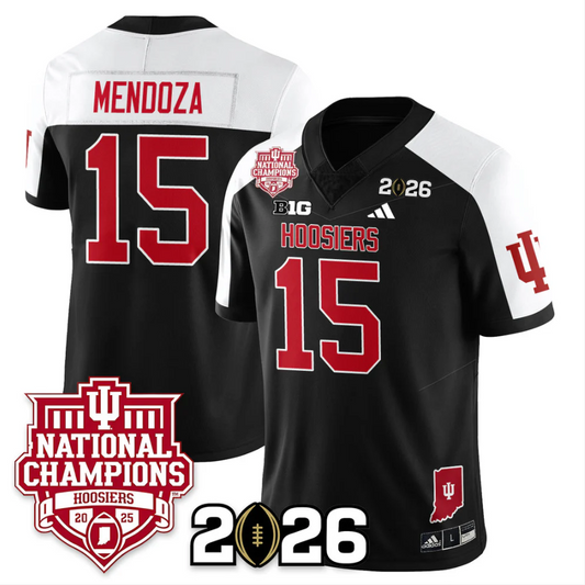 Fernando Mendoza Jersey #15 Indiana Hoosiers 2025 National Champions Black Alternate