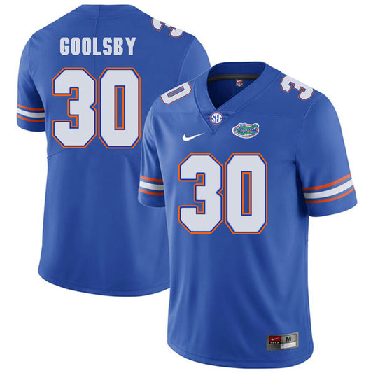 Florida Gators #30 DeAndre Goolsby NCAA Football Jersey Blue Logo Patch