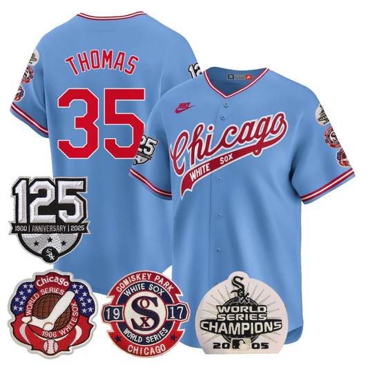 Frank Thomas Jersey #35 Chicago White Sox 125th Anniversary World Series Champions Blue