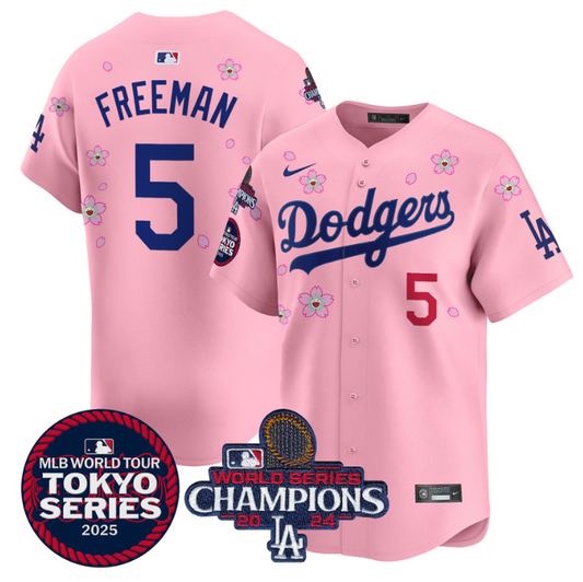 Freddie Freeman Jersey #5 Dodgers Tokyo Series 2025 World Series Champions Patch Cherry Blossom