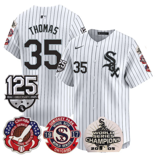 Frank Thomas Jersey #35 Chicago White Sox 125th Anniversary World Series Champions White
