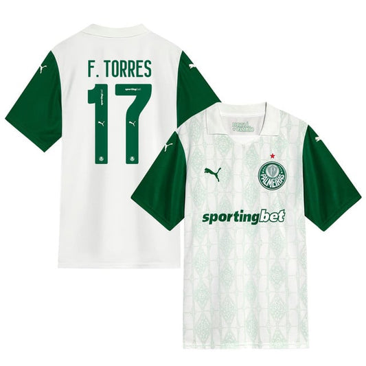 Facundo Torres #17 Palmeiras 2025-26 Away Match Jersey – White