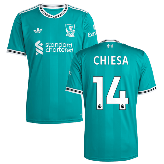 Federico Chiesa 14 Liverpool 2025-26 Third Match Jersey – Aqua