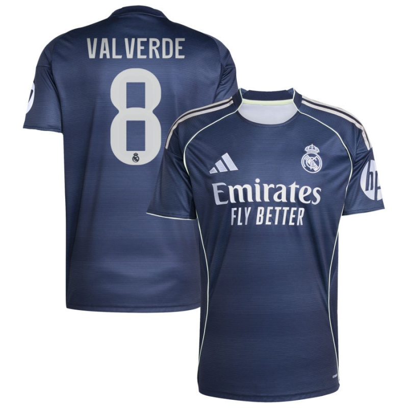 Federico Valverde 8 Real Madrid 2025-26 Away Jersey – Blue