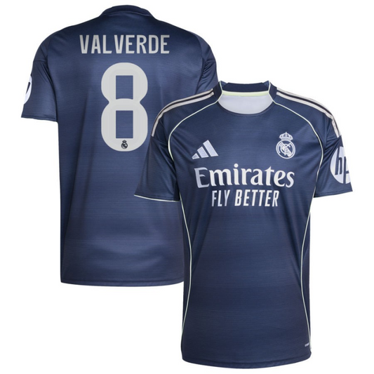 Federico Valverde 8 Real Madrid 2025-26 Away Jersey – Blue