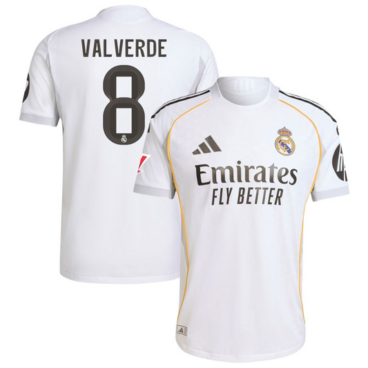 Federico Valverde 8 Real Madrid 2025-26 Home Jersey – White