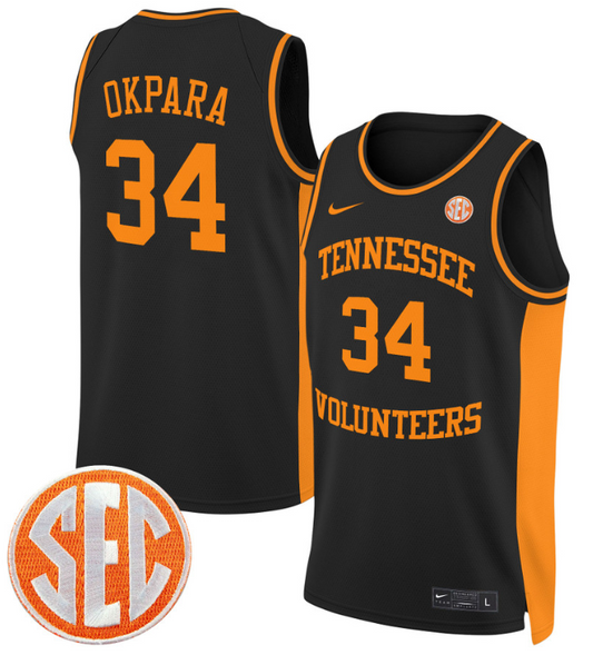 Felix Okpara Jersey #34 Tennessee Vols 2024 Swingman Basketball Black