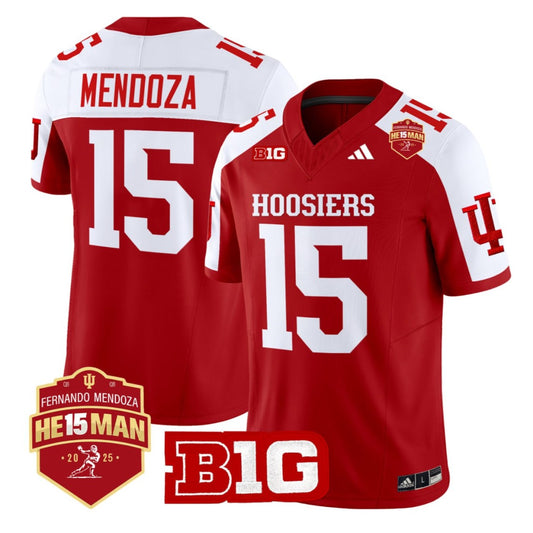 Fernando Mendoza Jersey #15 Indiana Hoosiers Red He15Man Patch All Stitched