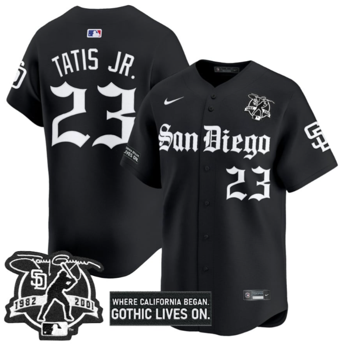 Fernando Tatis Jr Jersey #23 San Diego Padres Gothic Edition Vapor Limited Stitched Black
