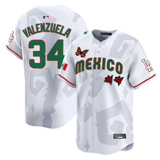 Fernando Valenzuela Jersey #34 2025 Mexican Heritage x Sentrock Vapor Limited Stitched White