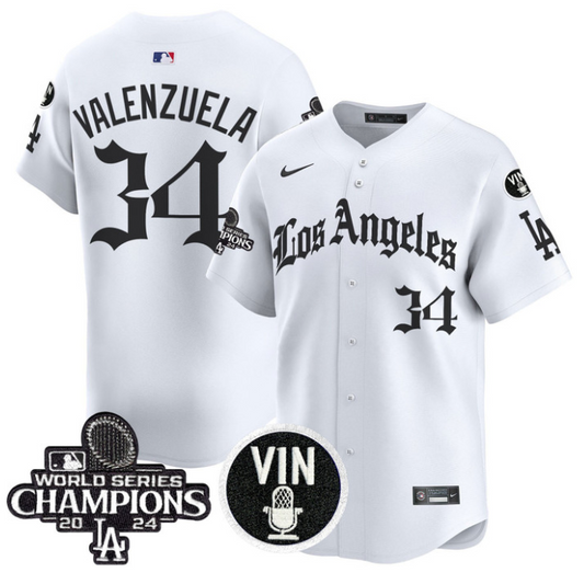 Fernando Valenzuela Jersey #34 Dodgers 2025 LA Gothic Style Vapor Premier Limited Stitched White