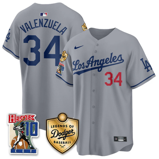 Fernando Valenzuela Jersey #34 Dodgers Ron Cey Legends Of Dodgers Gray