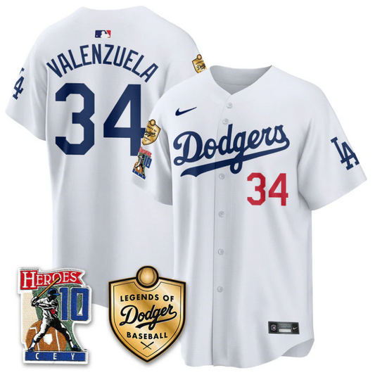 Fernando Valenzuela Jersey #34 Dodgers Ron Cey Legends Of Dodgers White
