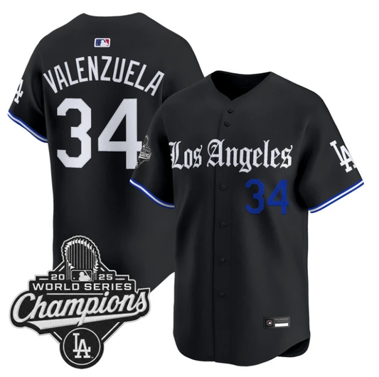 Fernando Valenzuela Jersey #34 Los Angeles Dodgers Gothic Edition Stitched