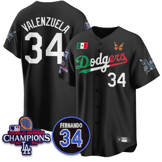Fernando Valenzuela Jersey #34 Los Angeles Dodgers Mexican For 34 Stitched Black