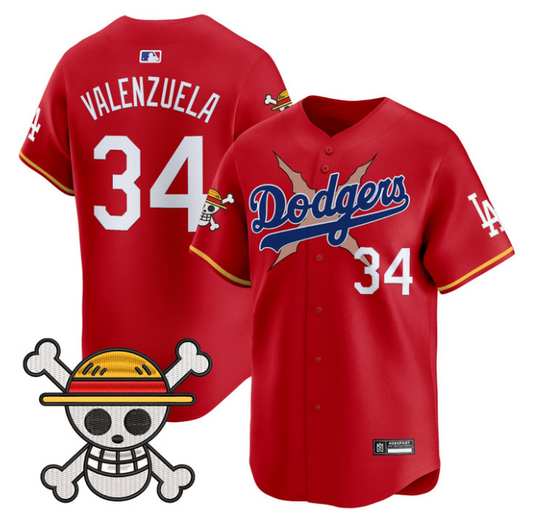Fernando Valenzuela Jersey #34 Los Angeles Dodgers One Piece 2025 Stitched Red