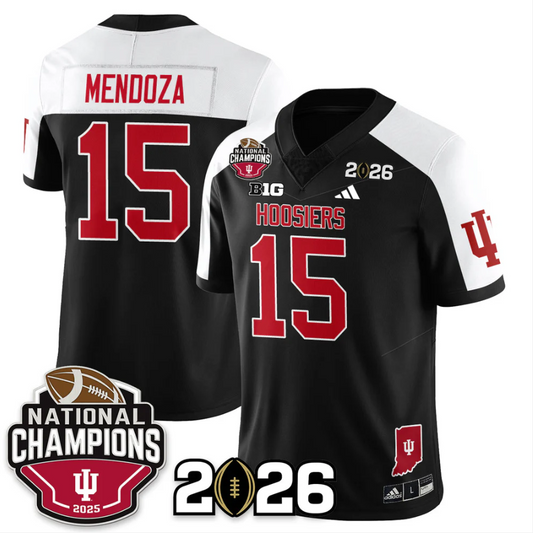 Fernando Mendoza Jersey #15 Indiana Hoosiers 2025 National Champions V3 Stitched