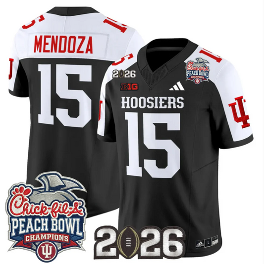 Fernando Mendoza Jersey #15 Indiana Hoosiers 2026 Peach Bowl Champions Stitched