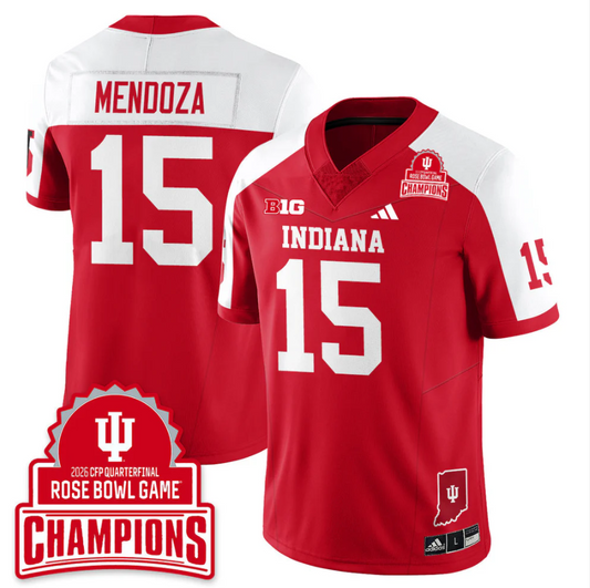 Fernando Mendoza Jersey #15 Indiana Hoosiers 2026 Rose Bowl Game Champions Stitched