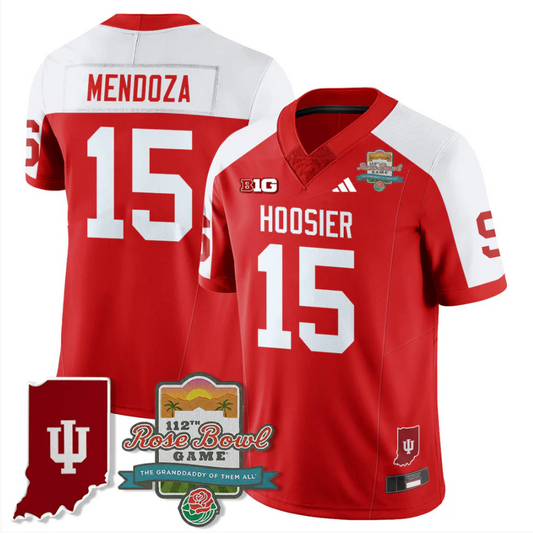 Fernando Mendoza Jersey #15 Indiana Hoosiers Rose Bowl 112th Patch Stitched