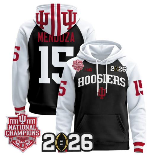 Fernando Mendoza Pullover Hoodie #15 Hoosiers 2025 National Champions Stitched