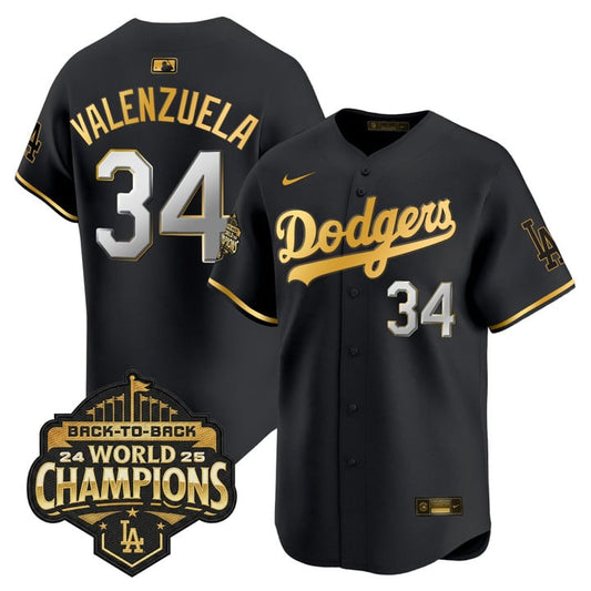 Fernando Valenzuela Jersey #34 Dodgers 2025 Back-To-Back Champions