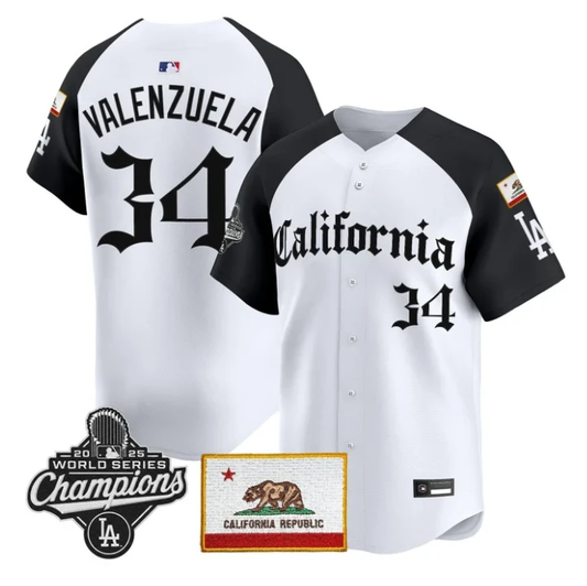 Fernando Valenzuela Jersey #34 Dodgers California Gothic Edition Stitched