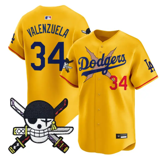 Fernando Valenzuela Jersey #34 Dodgers One Piece Zoro Patch Stitched